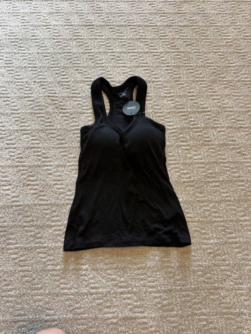 Klassy Ribbed Scoop Racerback Tank Black XS NWT